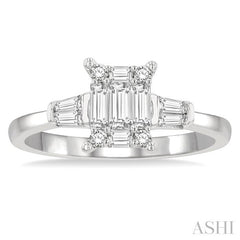 ASHI Emerald Shape Fusion Diamond Engagement Ring 119C3PPFGWG