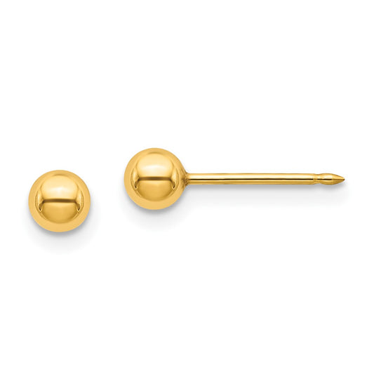 11E Inverness Stainless Steel 24K Gold-plated 4mm Ball Post Earrings