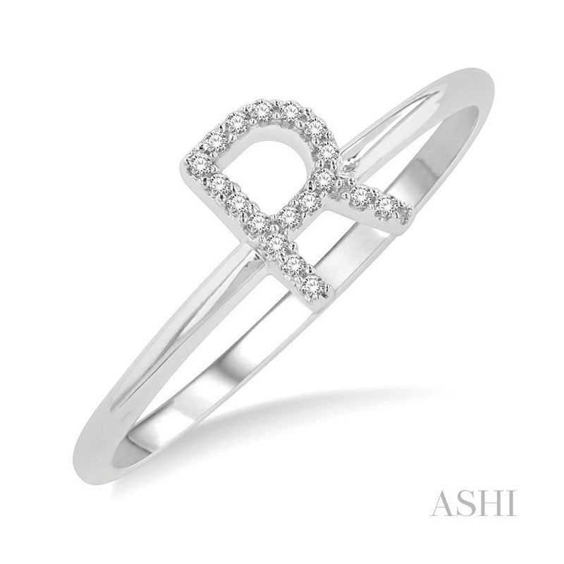 ASHI Block 'R' Initial Diamond Ring 365D9PPTSWG-R