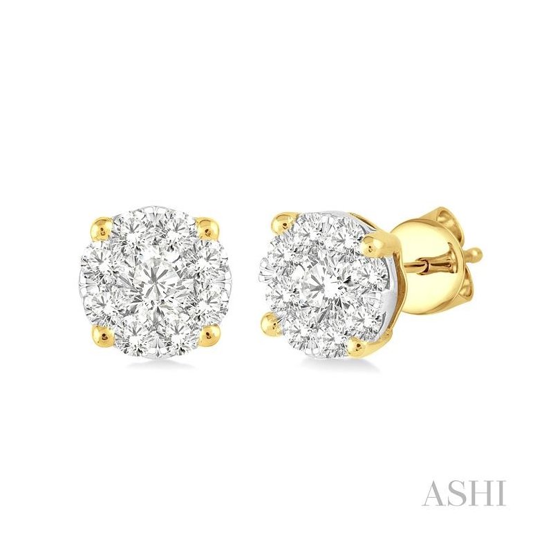 ASHI Round Shape Lovebright Essential Diamond Stud Earrings 91752PPFVERYW