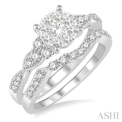ASHI Round Shape Lovebright Diamond Wedding Set 121D2PPFVWG-WS