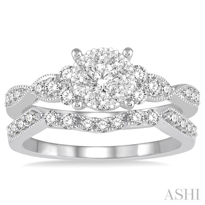 ASHI Round Shape Lovebright Diamond Wedding Set 121D2PPFVWG-WS