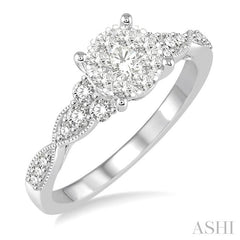 ASHI Round Shape Lovebright Diamond Engagement Ring 121D3PPFGWG-LE