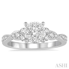 ASHI Round Shape Lovebright Diamond Engagement Ring 121D3PPFGWG-LE
