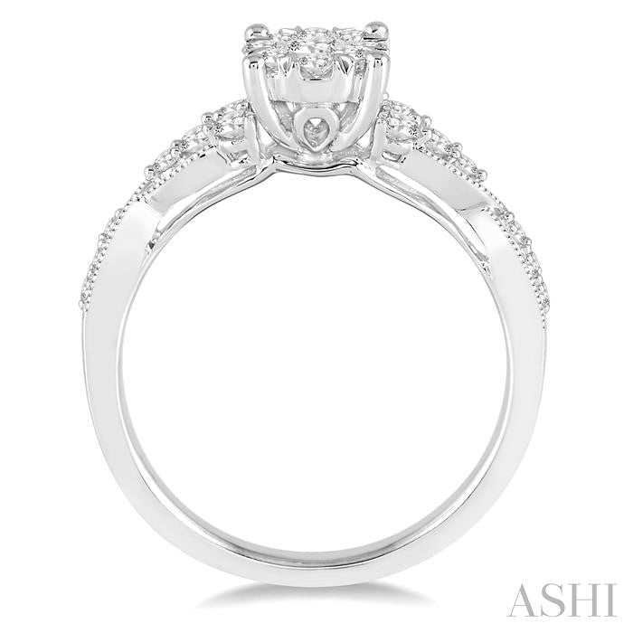 ASHI Round Shape Lovebright Diamond Engagement Ring 121D3PPFGWG-LE