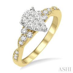 ASHI Pear Shape Lovebright Diamond Engagement Ring 121G3PPFHYW