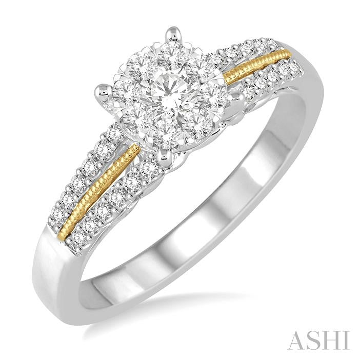 ASHI Round Shape Lovebright Diamond Engagement Ring 122D4PPFVWY-LE