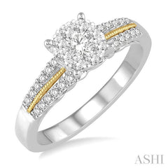 ASHI Round Shape Lovebright Diamond Engagement Ring 122D4PPFVWY-LE