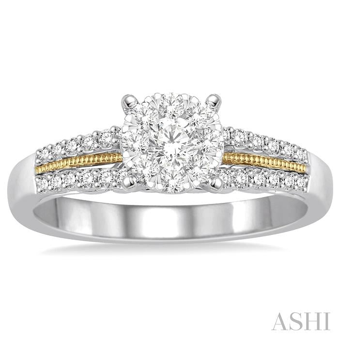 ASHI Round Shape Lovebright Diamond Engagement Ring 122D4PPFVWY-LE