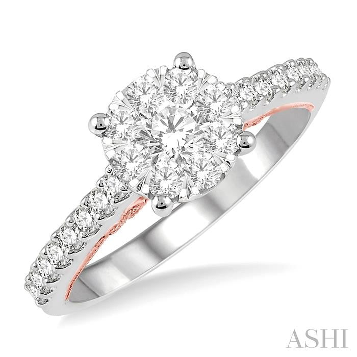 ASHI Round Shape Lovebright Diamond Engagement Ring 122F2PPFGWP