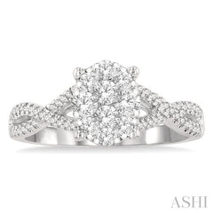 ASHI Oval Shape Lovebright Diamond Engagement Ring 122G3PPFGWG