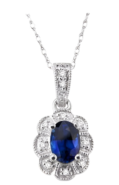 Parkplace Jewelers Oval Shape Gemstone & Halo Diamond Pendant 58379PPTSPDSPWG