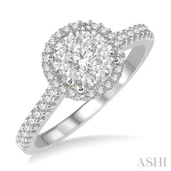 ASHI Round Shape Halo Lovebright Essential Diamond Engagement Ring 124F3PPFGWY