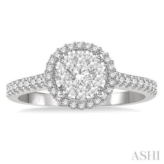 ASHI Round Shape Halo Lovebright Essential Diamond Engagement Ring 124F3PPFGWY