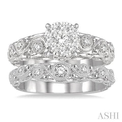 ASHI Round Shape Lovebright Diamond Wedding Set 125E3PPFVWG-WS