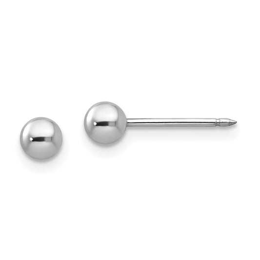 126E Inverness 14k White Gold 4mm Ball Post Earrings