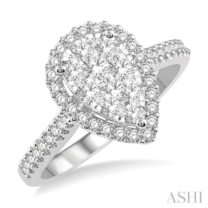 ASHI Pear Shape Halo Lovebright Essential Diamond Engagement Ring 126F2PPFGWP