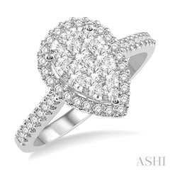 ASHI Pear Shape Halo Lovebright Essential Diamond Engagement Ring 126F2PPFGWP