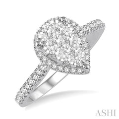 ASHI Pear Shape Halo Lovebright Essential Diamond Engagement Ring 126F3PPFGWP