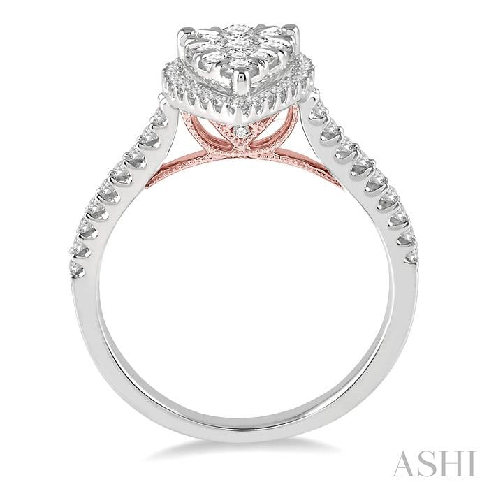 ASHI Pear Shape Halo Lovebright Essential Diamond Engagement Ring 126F3PPFGWP