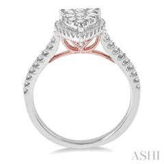 ASHI Pear Shape Halo Lovebright Essential Diamond Engagement Ring 126F3PPFGWP