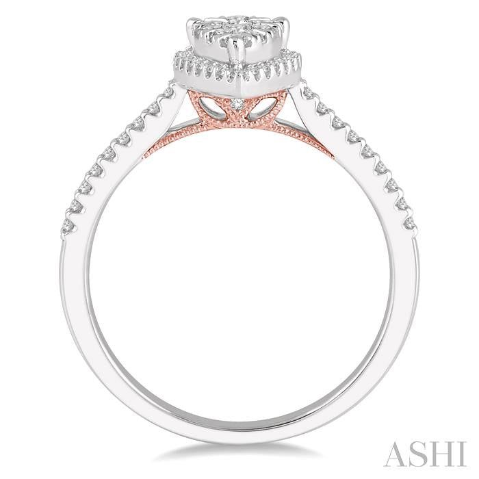ASHI Pear Shape Halo Lovebright Essential Diamond Engagement Ring 126F5PPFVWP