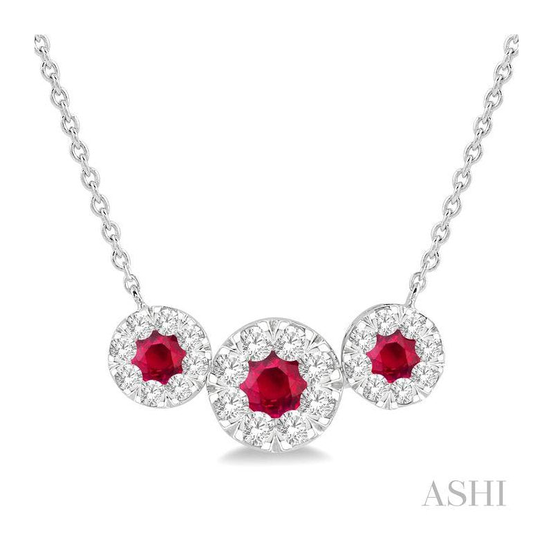 ASHI Round Shape Past Present & Future Lovebright Gemstone & Diamond Necklace 9984HPPFVNKRBWG