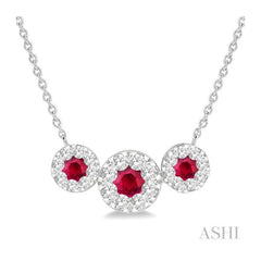 ASHI Round Shape Past Present & Future Lovebright Gemstone & Diamond Necklace 9984HPPFVNKRBWG