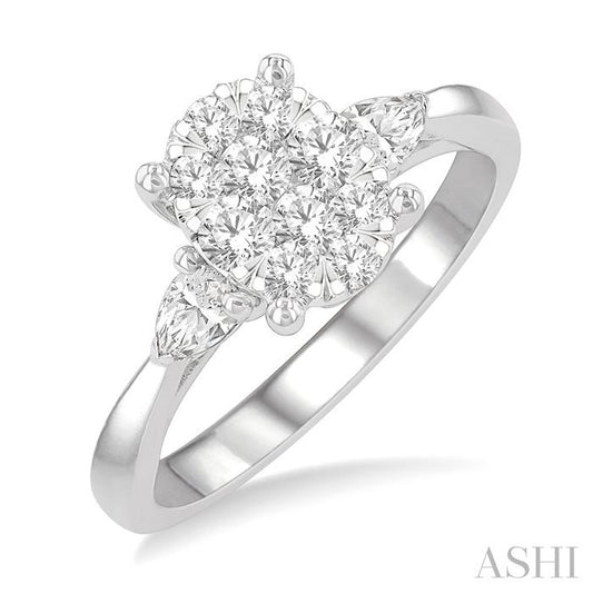 ASHI Oval Shape Lovebright Diamond Engagement Ring 127G2PPFGWG