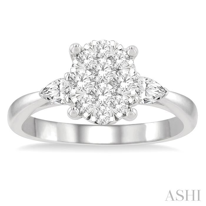 ASHI Oval Shape Lovebright Diamond Engagement Ring 127G2PPFGWG