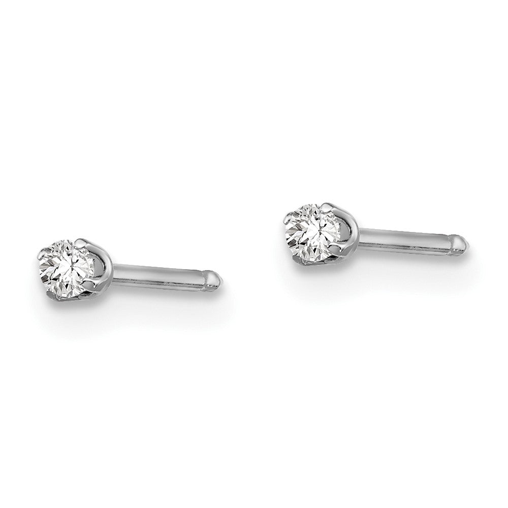 128E Inverness 14k White Gold 2mm CZ Post Earrings