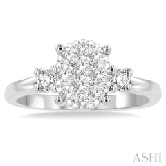ASHI Oval Shape Lovebright Diamond Engagement Ring 128G3PPFGWG