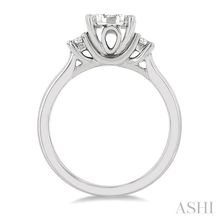 ASHI Oval Shape Lovebright Diamond Engagement Ring 128G3PPFGWG