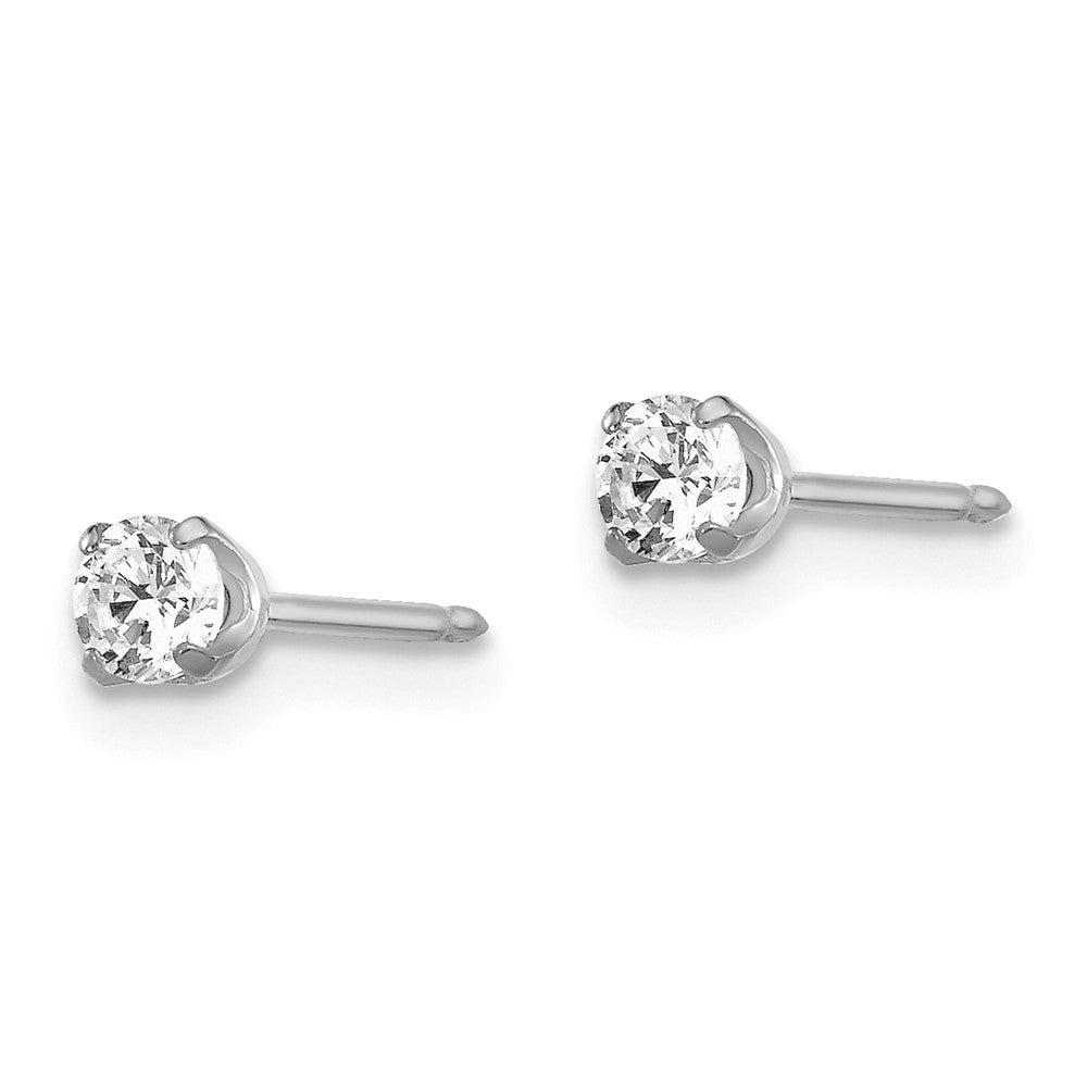 129E Inverness 14k White Gold 3mm CZ Post Earrings