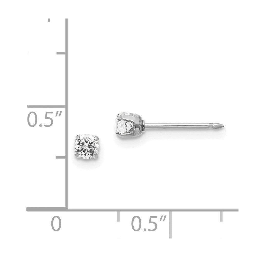 129E Inverness 14k White Gold 3mm CZ Post Earrings