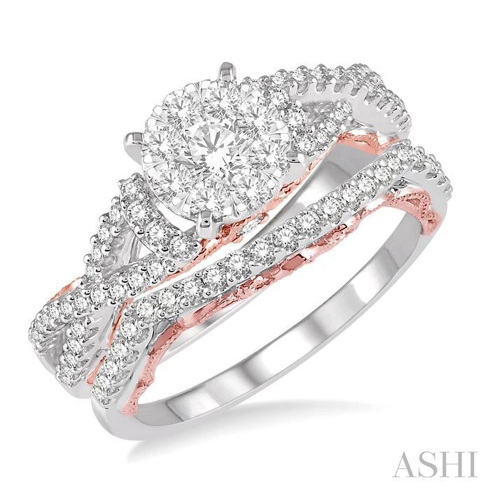 ASHI Round Shape Lovebright Diamond Wedding Set 129E2PPFVWP-WS