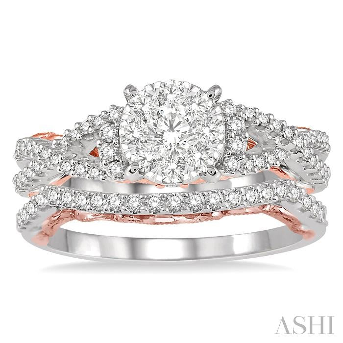 ASHI Round Shape Lovebright Diamond Wedding Set 129E2PPFVWP-WS