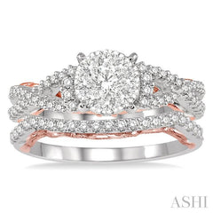 ASHI Round Shape Lovebright Diamond Wedding Set 129E2PPFVWP-WS