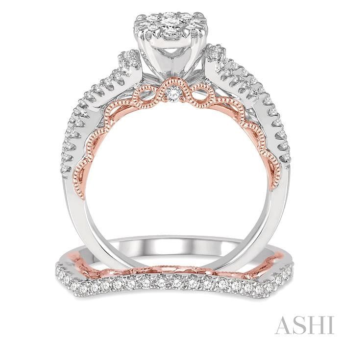 ASHI Round Shape Lovebright Diamond Wedding Set 129E2PPFVWP-WS