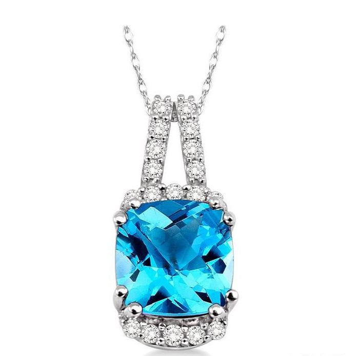 Parkplace Jewelers Cushion Shape Gemstone & Diamond Pendant 60907PPFNPDBTWG