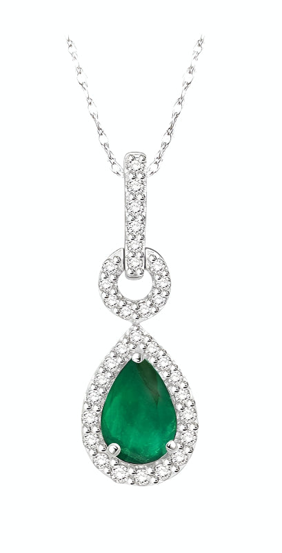 Parkplace Jewelers Pear Shape Gemstone & Halo Diamond Pendant 57288PPTSPDEMWG
