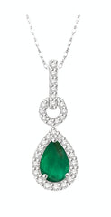 Parkplace Jewelers Pear Shape Gemstone & Halo Diamond Pendant 57288PPTSPDEMWG