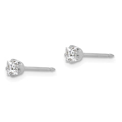 130E Inverness 14k White Gold 3mm Square CZ Post Earrings
