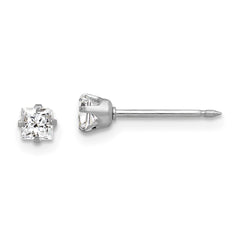 130E Inverness 14k White Gold 3mm Square CZ Post Earrings
