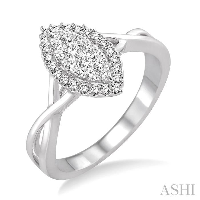 ASHI Marquise Shape Halo Lovebright Diamond Ring 13165PPFHWG