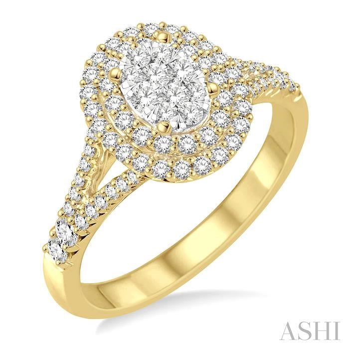 ASHI Oval Shape Halo Lovebright Diamond Engagement Ring 131B2PPFGYW