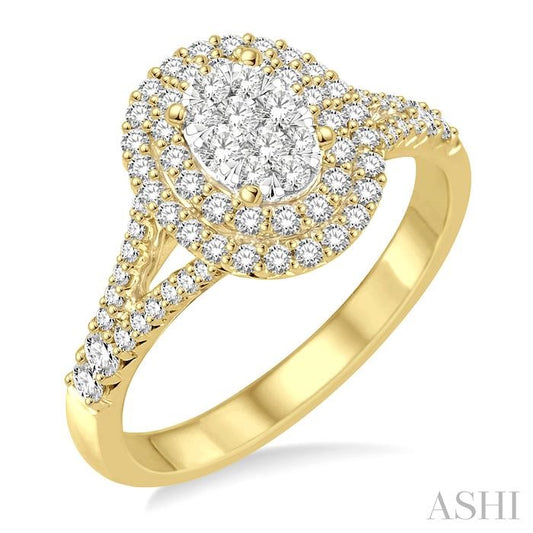 ASHI Oval Shape Halo Lovebright Diamond Engagement Ring 131B2PPFGYW