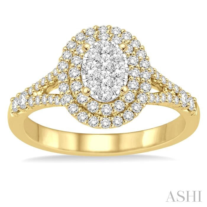 ASHI Oval Shape Halo Lovebright Diamond Engagement Ring 131B2PPFGYW