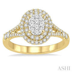 ASHI Oval Shape Halo Lovebright Diamond Engagement Ring 131B2PPFGYW