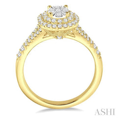 ASHI Oval Shape Halo Lovebright Diamond Engagement Ring 131B2PPFGYW